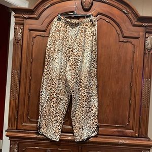 NWOT- Silky cheetah sleep pants. Side pockets, black piping detailing.